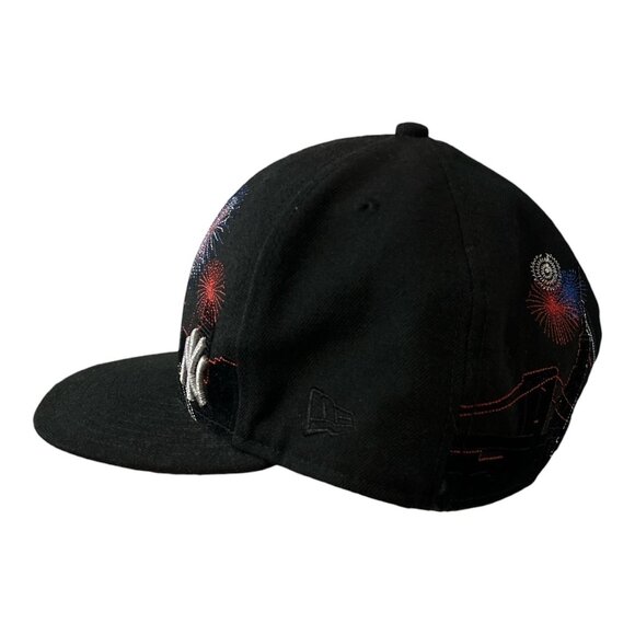 New Era 59FIFTY New York Yankees Wool Fitted Hat 7 1/2 Fireworks NYC Skyline Emb - Picture 3 of 8